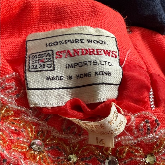 Vintage Chic Orange Midi Dress with Gold & White Embellishment - Picture 2 of 10